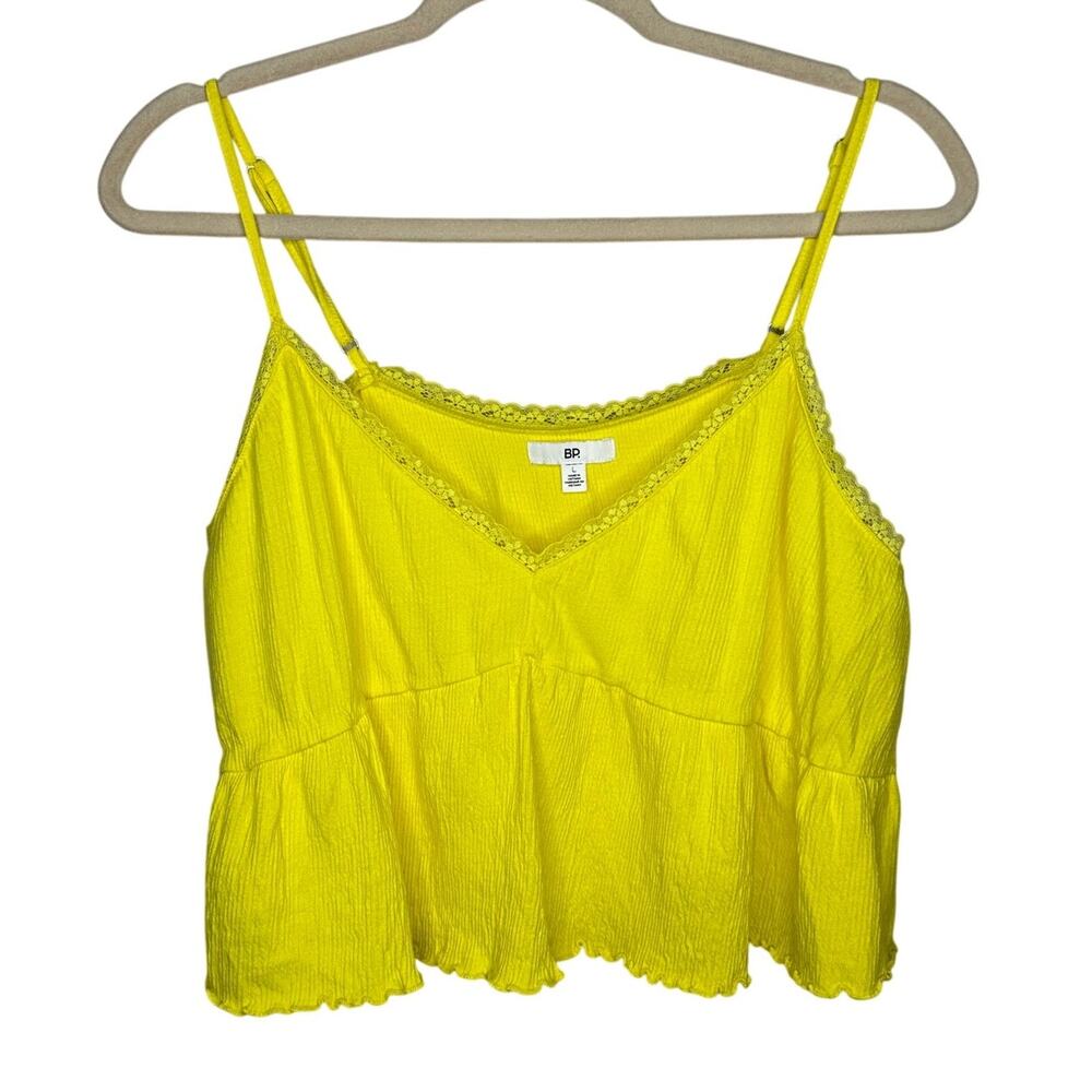 BP Nordstrom Yellow Lace Trim Cami Tank Top Womens Large Boho Summer Festival